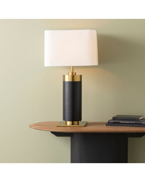 Lampe à poser en métal noir et finition laiton doré Vendome - 40 x 40 x 73 cm