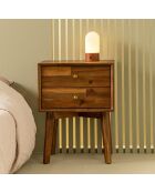 Chevet 2 tiroirs en acacia massif Paul - 45 x 35 x 61 cm