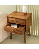 Chevet 2 tiroirs en acacia massif Paul - 45 x 35 x 61 cm