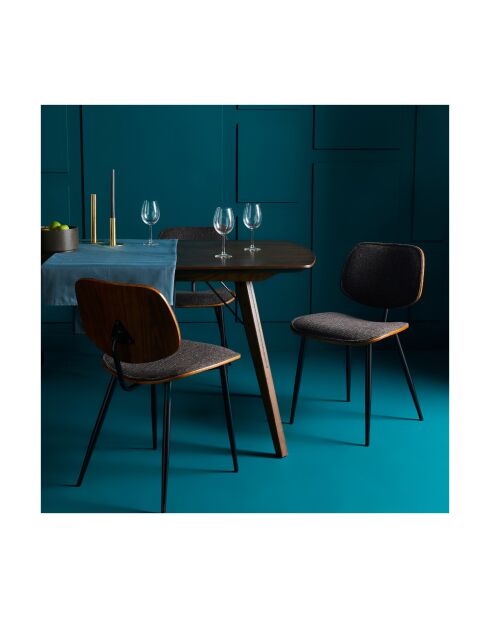 Lot de 6 chaises en tissu gris piètement en métal Olympia - 46 x 45 x 77 cm