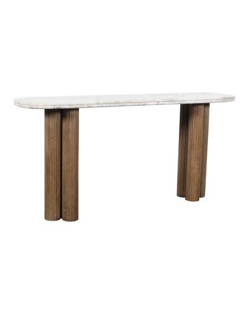 Console en bois massif et marbre Buren - 165 x 38 x 77 cm