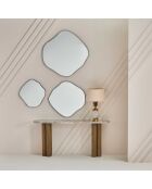 Console en bois massif et marbre Buren - 165 x 38 x 77 cm
