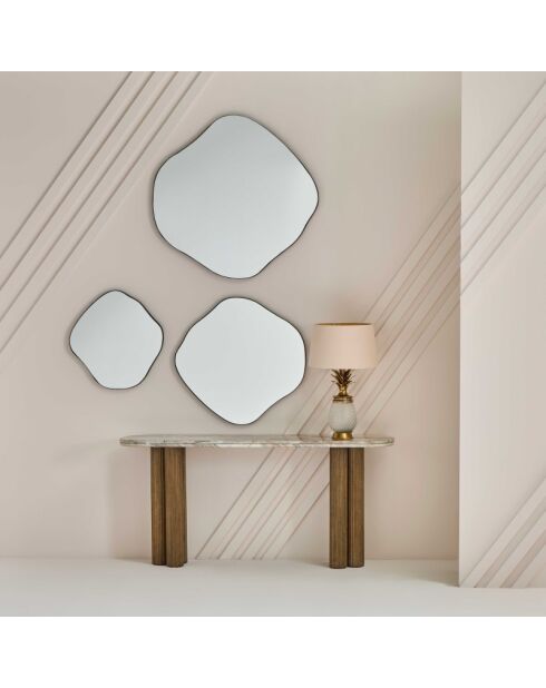 Console en bois massif et marbre Buren - 165 x 38 x 77 cm