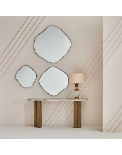 Console en bois massif et marbre Buren - 165 x 38 x 77 cm