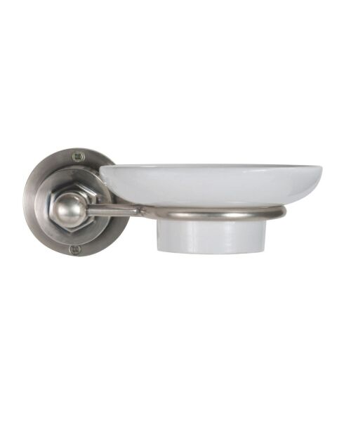 Porte-savon mural en métal finition argent vieilli Durand - 20 x 13 x 7 cm