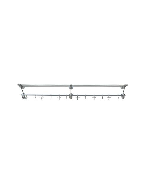Porte-manteau 12 crochets en laiton finition argent vieilli - 164 x 34 x 22 cm