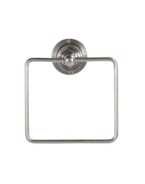 Porte-serviette mural carré en métal finition argent vieilli Durand - 18 x 9 x 15 cm