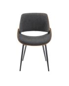 Chaise finition noyer avec assise en tissu gris Mannix - 56 x 54 x 78 cm