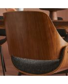 Chaise finition noyer avec assise en tissu gris Mannix - 56 x 54 x 78 cm