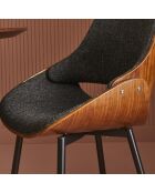 Chaise finition noyer avec assise en tissu gris Mannix - 56 x 54 x 78 cm