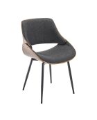 Chaise finition noyer avec assise en tissu gris Mannix - 56 x 54 x 78 cm