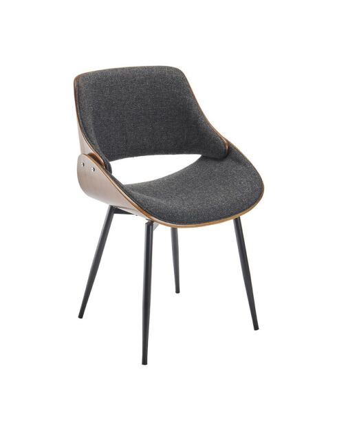 Chaise finition noyer avec assise en tissu gris Mannix - 56 x 54 x 78 cm