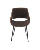 Chaise finition noyer avec assise en velours marron Mannix - 56 x 54 x 78 cm
