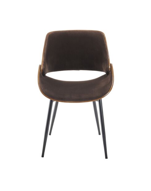 Chaise finition noyer avec assise en velours marron Mannix - 56 x 54 x 78 cm