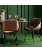 Chaise finition noyer avec assise en velours marron Mannix - 56 x 54 x 78 cm