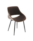 Chaise finition noyer avec assise en velours marron Mannix - 56 x 54 x 78 cm