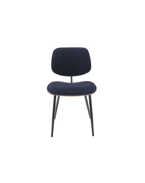 Lot de 6 chaises en velours bleu piètement en métal Olympia - 46 x 45 x 77 cm
