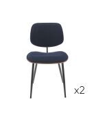 Lot de 2 chaises en velours bleu piètement en métal Olympia - 46 x 45 x 77 cm