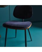 Lot de 2 chaises en velours bleu piètement en métal Olympia - 46 x 45 x 77 cm