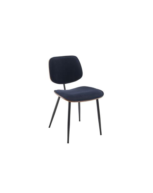 Lot de 2 chaises en velours bleu piètement en métal Olympia - 46 x 45 x 77 cm