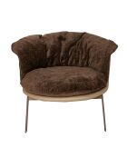 Fauteuil en vinyle beige avec assise amovible marron Bob - 83 x 83 x 63 cm