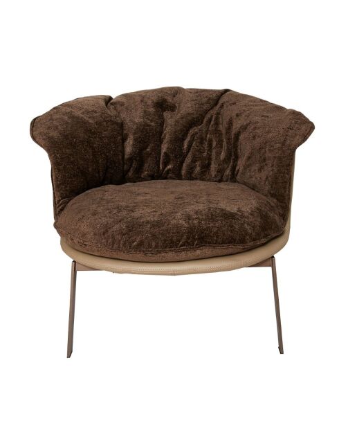Fauteuil en vinyle beige avec assise amovible marron Bob - 83 x 83 x 63 cm