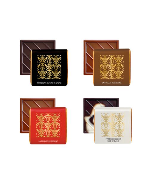 Coffret métal Paris, 50 carrés de chocolat assortis