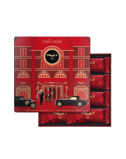 Coffret métal 16 crêpes dentelle chocolat au lait
