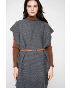 Vestido tipo poncho con cuello redondo tipo lobo
