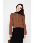 Braune kurze Jacke mit Knöpfen