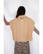 Jersey grande con capucha en mezcla de cachemir camel