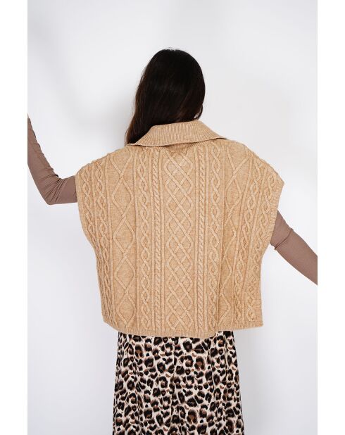 Jersey grande con capucha en mezcla de cachemir camel