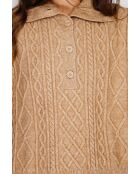 Jersey grande con capucha en mezcla de cachemir camel