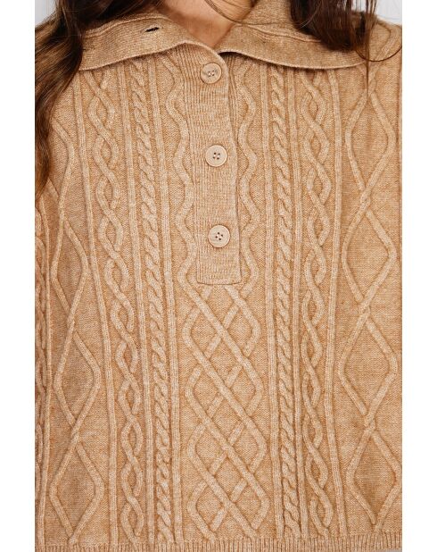 Jersey grande con capucha en mezcla de cachemir camel