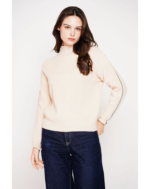 Jersey de cuello alto color crema