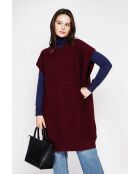 Vestido poncho burdeos con cuello redondo