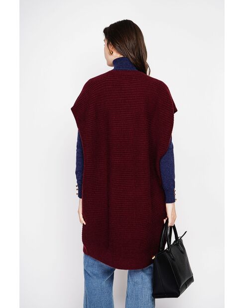 Bordeauxrode poncho-jurk met ronde hals