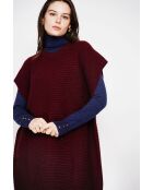Vestido poncho burdeos con cuello redondo
