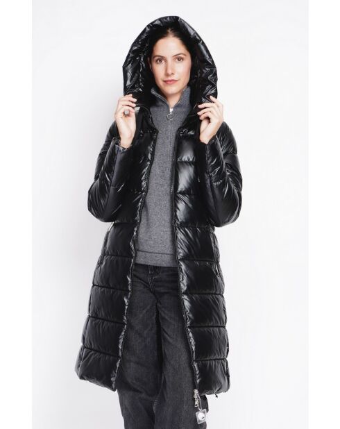 Lange schwarze Daunenjacke
