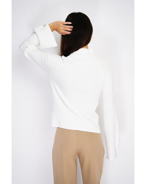 Jersey natural de cuello alto en mezcla de cachemir