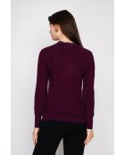 Jersey de mezcla de cachemir con cuello en V y lazo burdeos