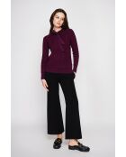 Jersey de mezcla de cachemir con cuello en V y lazo burdeos