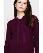 Jersey de mezcla de cachemir con cuello en V y lazo burdeos