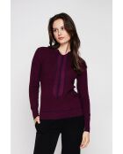 Jersey de mezcla de cachemir con cuello en V y lazo burdeos