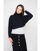 Korte zwarte poncho met col