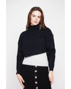 Korte zwarte poncho met col
