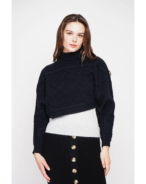 Korte zwarte poncho met col
