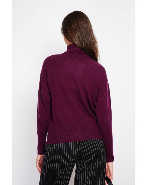 Jersey de cuello alto burdeos