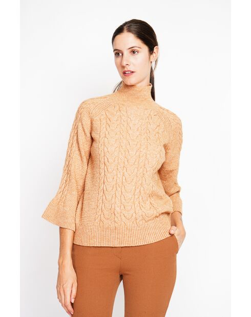 Maglione a collo alto in maglia a trecce Nougat