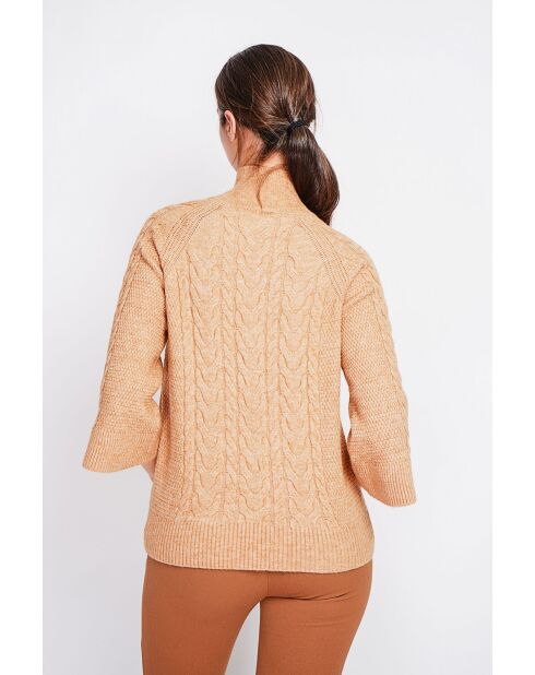 Maglione a collo alto in maglia a trecce Nougat